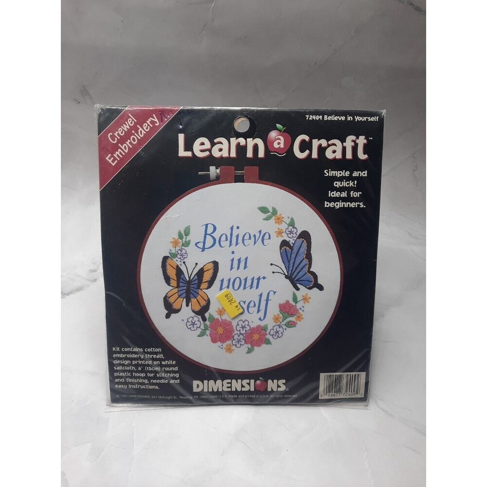 Dimensions Learn a Craft Crewel Embroidery Kit Believe In Yourself Beginner